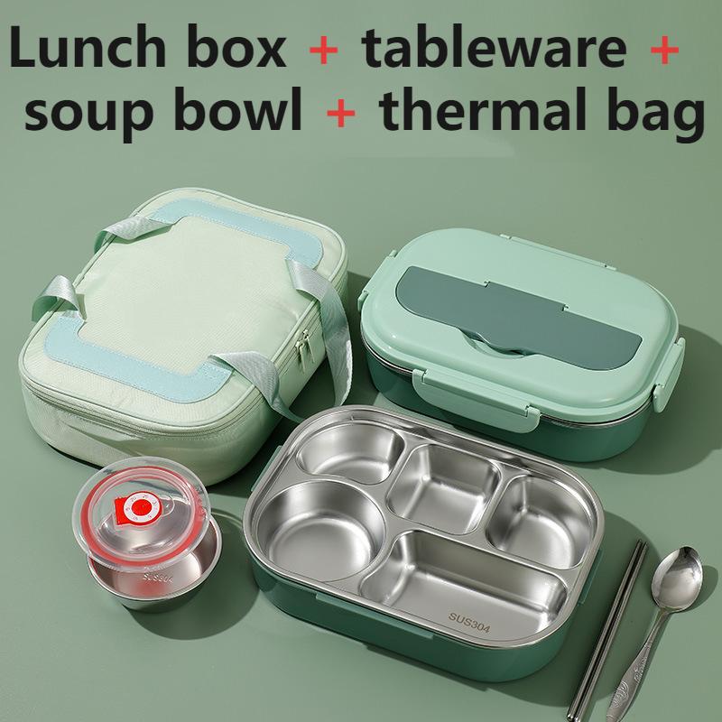 

Изолированный ланч-бокс из нержавеющей стали 304, новый портативный набор для улицы, ланч-бокс, офисный работник, студент, прямоугольный изолированный ланч-бокс