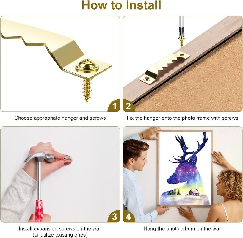 Frame Hardware for Concealed Hanging Reusable Concealed Picture Hanging Hardware Wall Mounts Frames Paintings DIY Home Decor Set