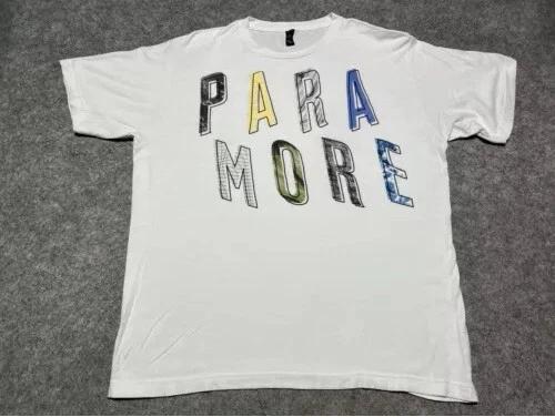 

PARAMORE White Distressed Band Concert Tour Shirt Rock Music S