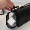 New Round Black PVC Transparent Cosmetic Bags Jewelry Organizer Portable Data Cable Earphone Coin Charger Storage Pouches