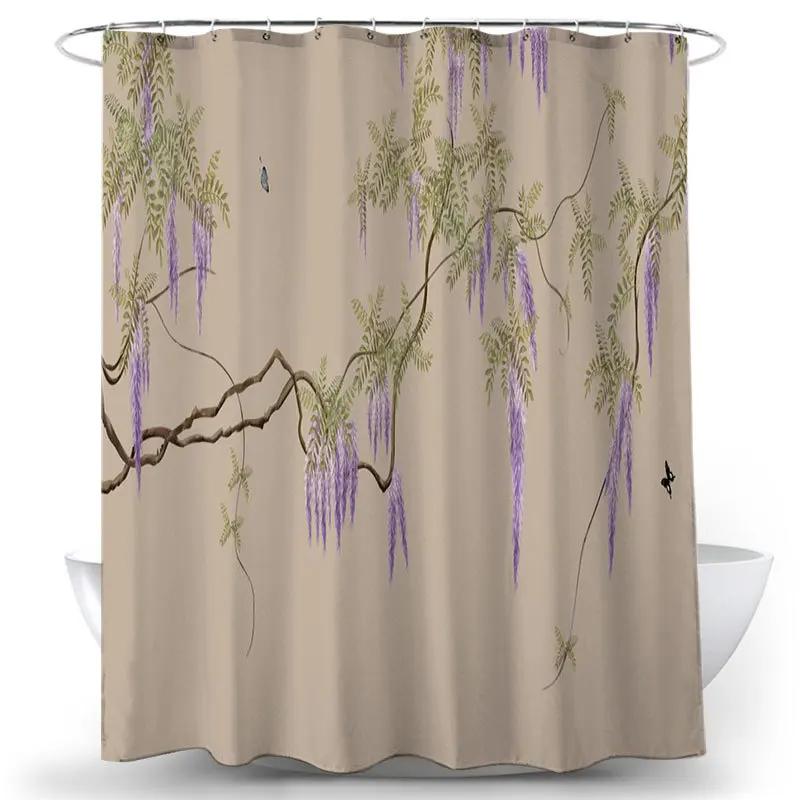 Flower And Bird Shower Curtain Waterproof Bathroom Decorative 3D Printed Fabric Decorative Shower Curtain Cortina De La Ducha