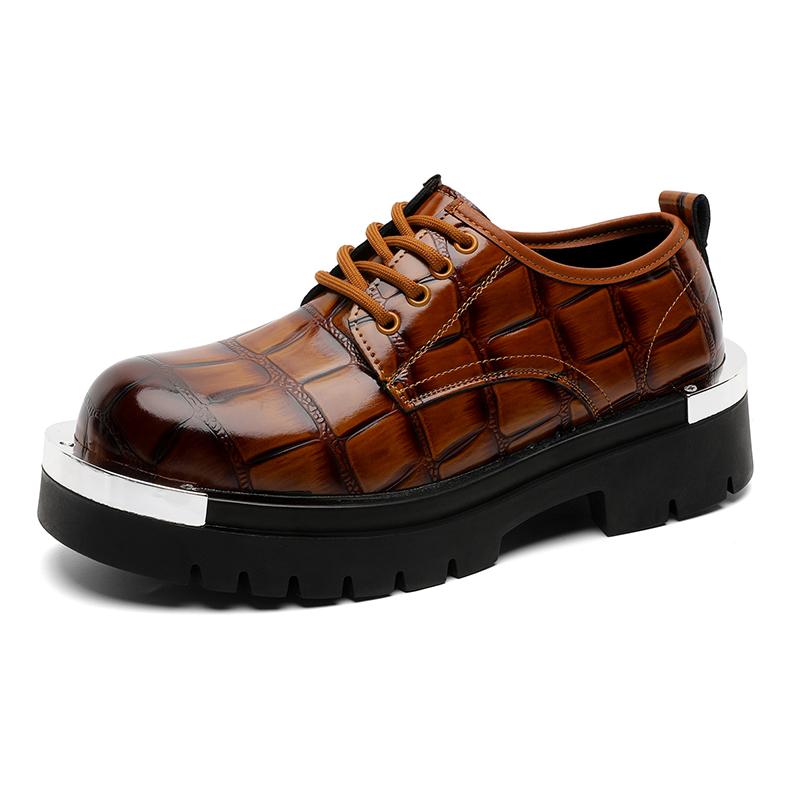 Fashion Casual Lace Up Men's Leather Shoes Retro Designer Style Leisure Party Business Office High Quality Thick Soled Hot Selling Shoes