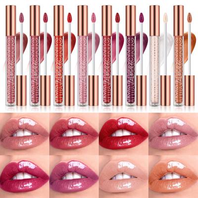 8 Colors Hyaluronic Acid Lip Glaze Glitter Lip Gloss Non-Stick Cup Nourishing Moisturizing Liquid Lipstick Glossy Lipstick