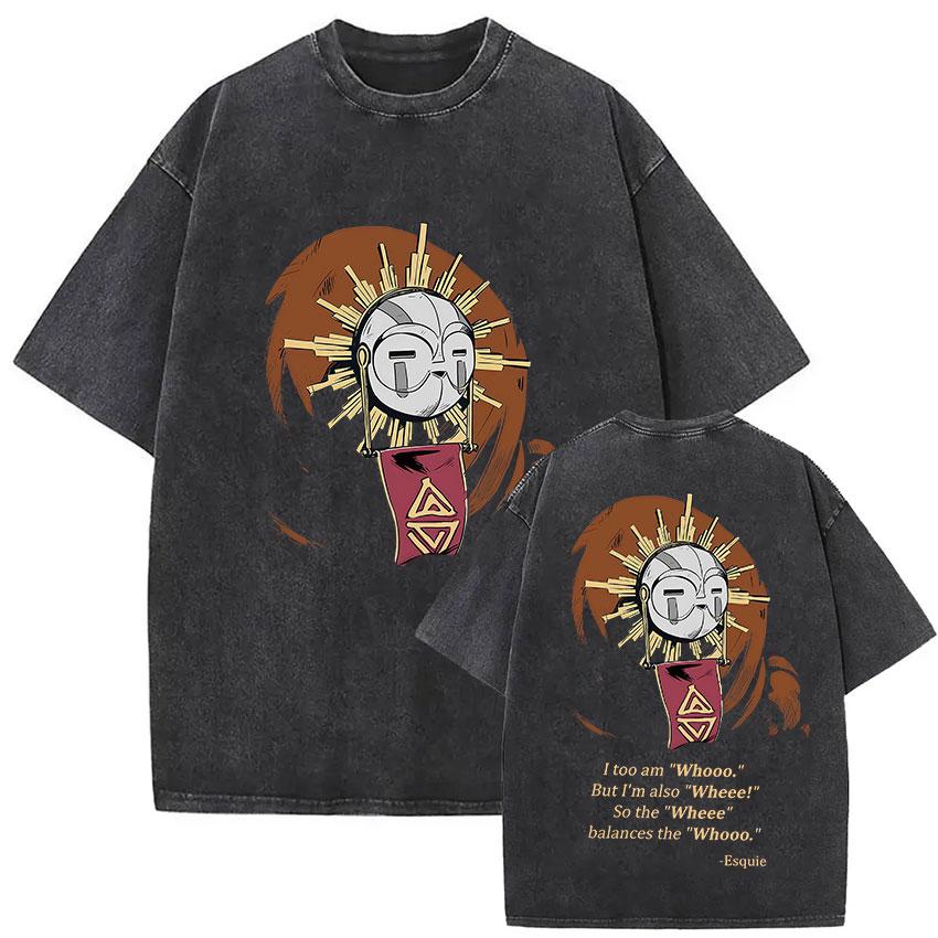Esquie Clair Obscur Expedition 33 Vintage Washed Graphic T Shirts Men Gothic Classic Punk Short Sleeve Tshirt Unisex Streetwear