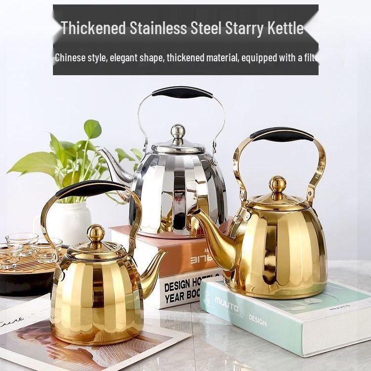 Large Capacity Stainless Steel Teapot with Handle and Tea Infuser - Ideal for Hotels and Restaurants