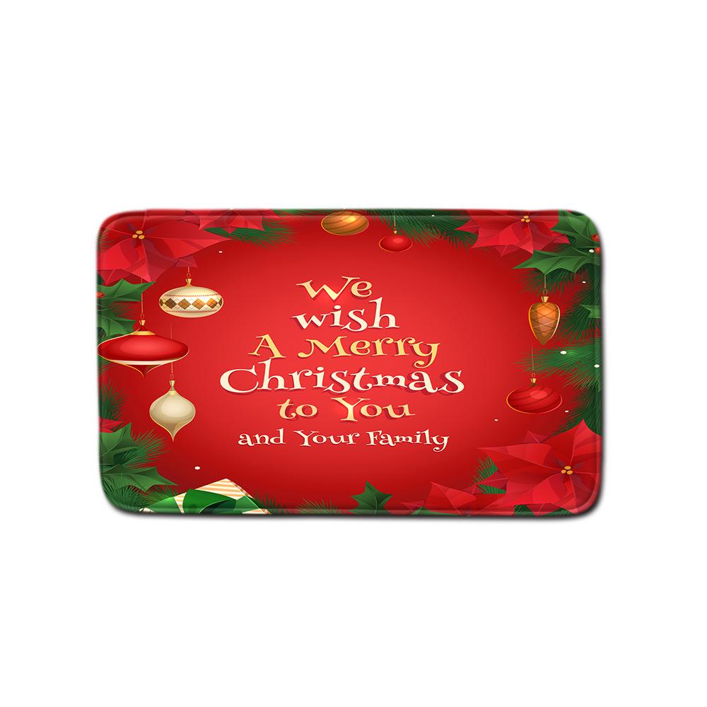Christmas Home Door Mat Bathroom Shower Curtain Floor Mat Combination Four-Piece Set Bedroom Living Room Carpet