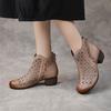 Women's Sandals Leather Retro Hollow Hole Shoes High Heel Thick Heel High Top Fashion Cool Boots Women's Spring and Summer New
