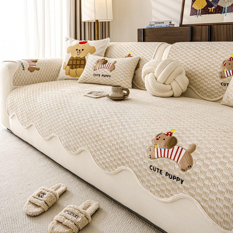 Cartoon Chenille Sofa Cover Non-slip Pet-resistant Couch Cushion Home Decor