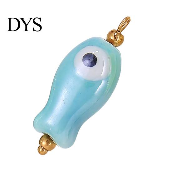 Versatile Jewelry Charm Handmade Ceramic Necklace Pendant, Star Fish Flower Charms with Golden Plated Pendant Findings, Ocean Theme for DIY