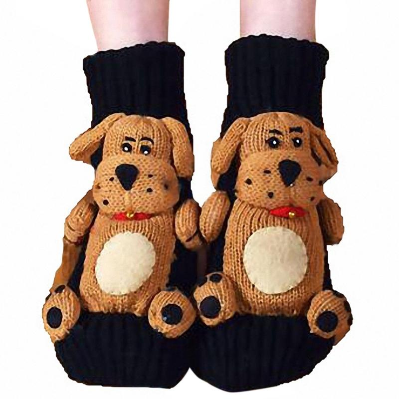 3D Strick Tier Socken, Plüschtiere Kuschel Socken, Lustige Neuheiten Winter Warm Handgehäkelte Socken Weihnachtsgeschenke für Frauen