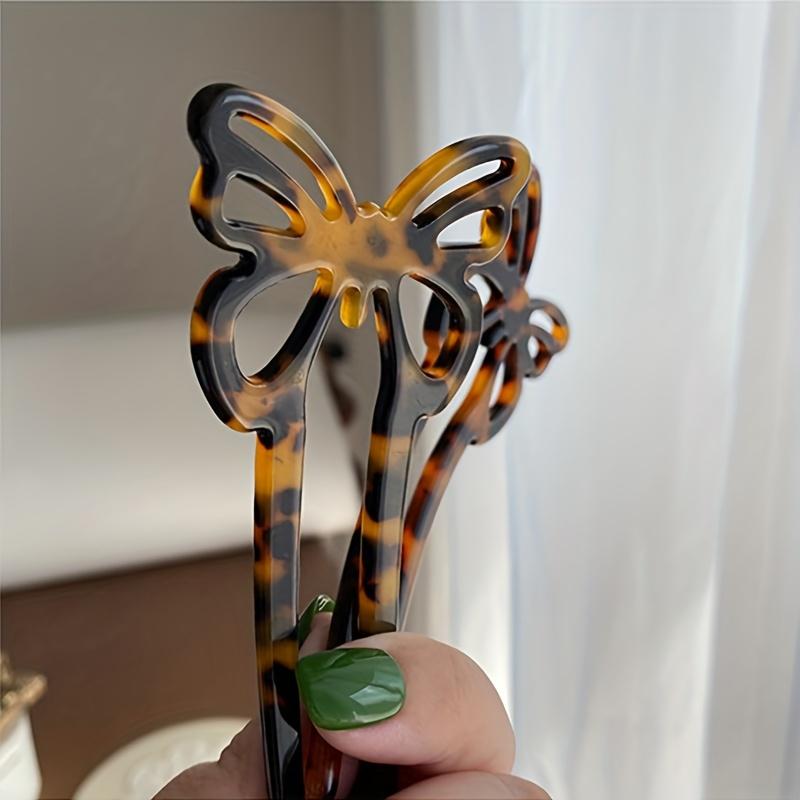 Leopard Hair Fork Head Plate - Elegant Retro Hairpin for Back Head, Simple Chic Hair Accessory for Women, Hair Styling Tool with Secure Grip