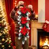Christmas Teardrop Swag Wreath Artificial Poinsettia Pine Cone Red Berry Hanging Garland For Front Door Wall Home Xmas Decor