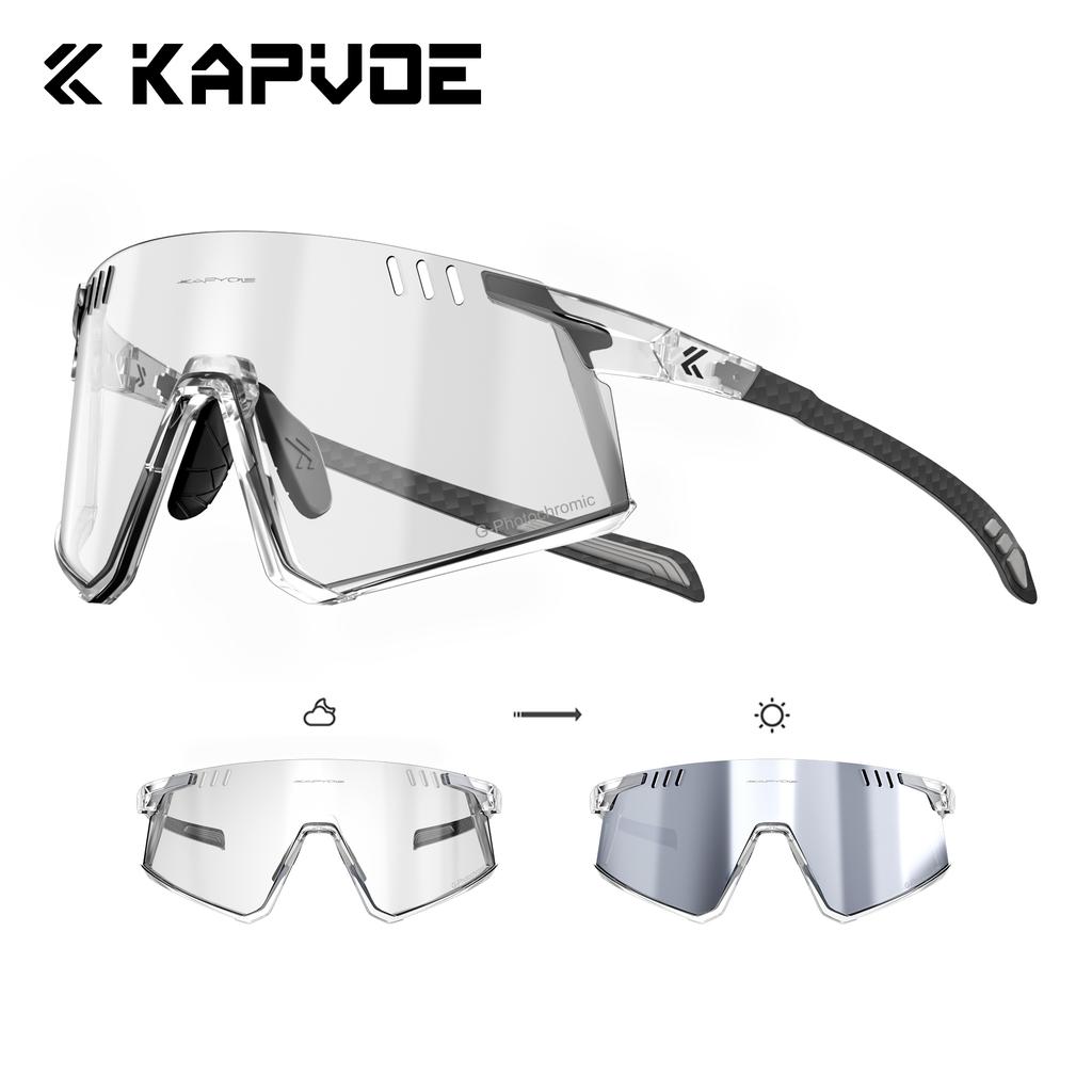Lunettes de cyclisme Kapvoe Photochromiques UV400 VTT Claires Vélo de montagne Lunettes de soleil de transition pour hommes Femmes Lunettes de sport