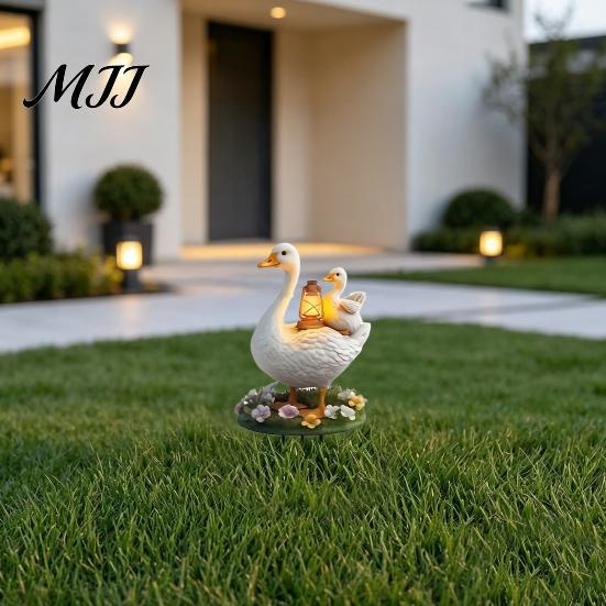 Farmhouse Courtyard Decor Decorative Acrylic Duck Ground Stake for Outdoor Garden Decor, Weather Resistant 2D Flat Parent Front Lawn Display And Child
