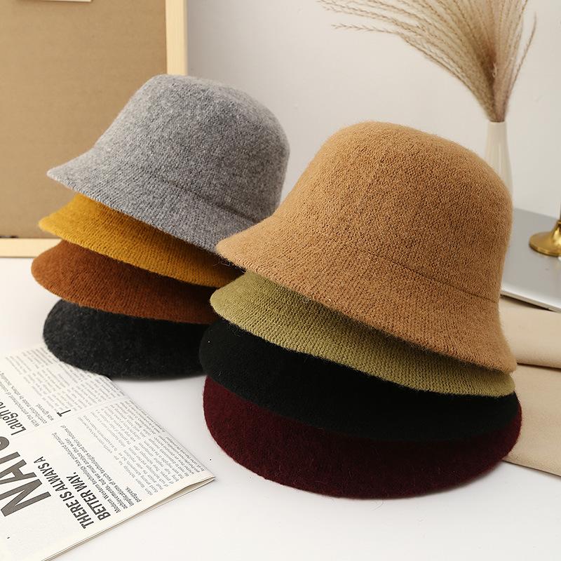Wool Warm Winter Bucket Hats For Women Solid Women's Keep Warm Winter Caps High Quality Retro Fisherman Cap