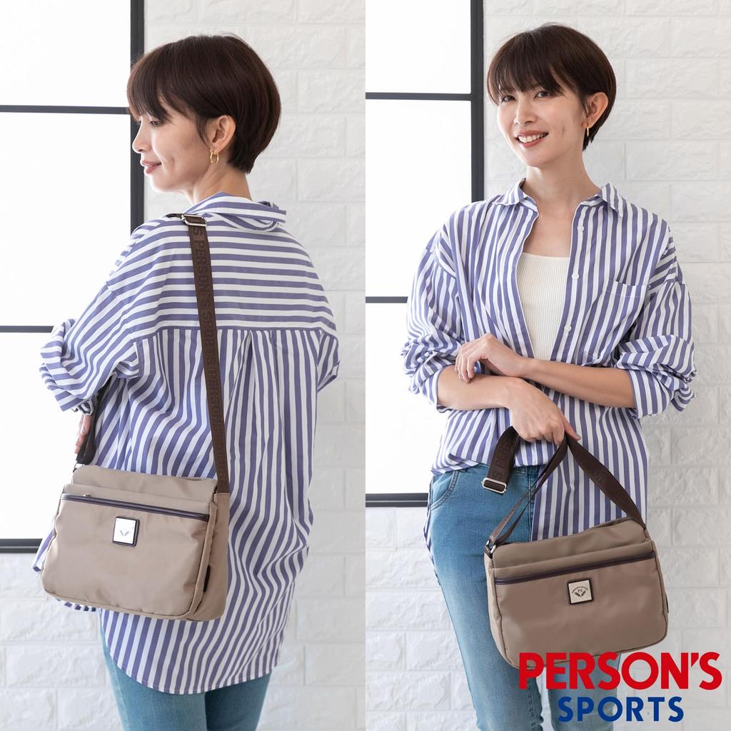 [VIVID HORN] [PERSON'S SPORTS] Parsons Shoulder Pouch, Women's, Lightweight, Travel, Crossbody, Water-Repellent Nylon, Gift, 40070, Mocha