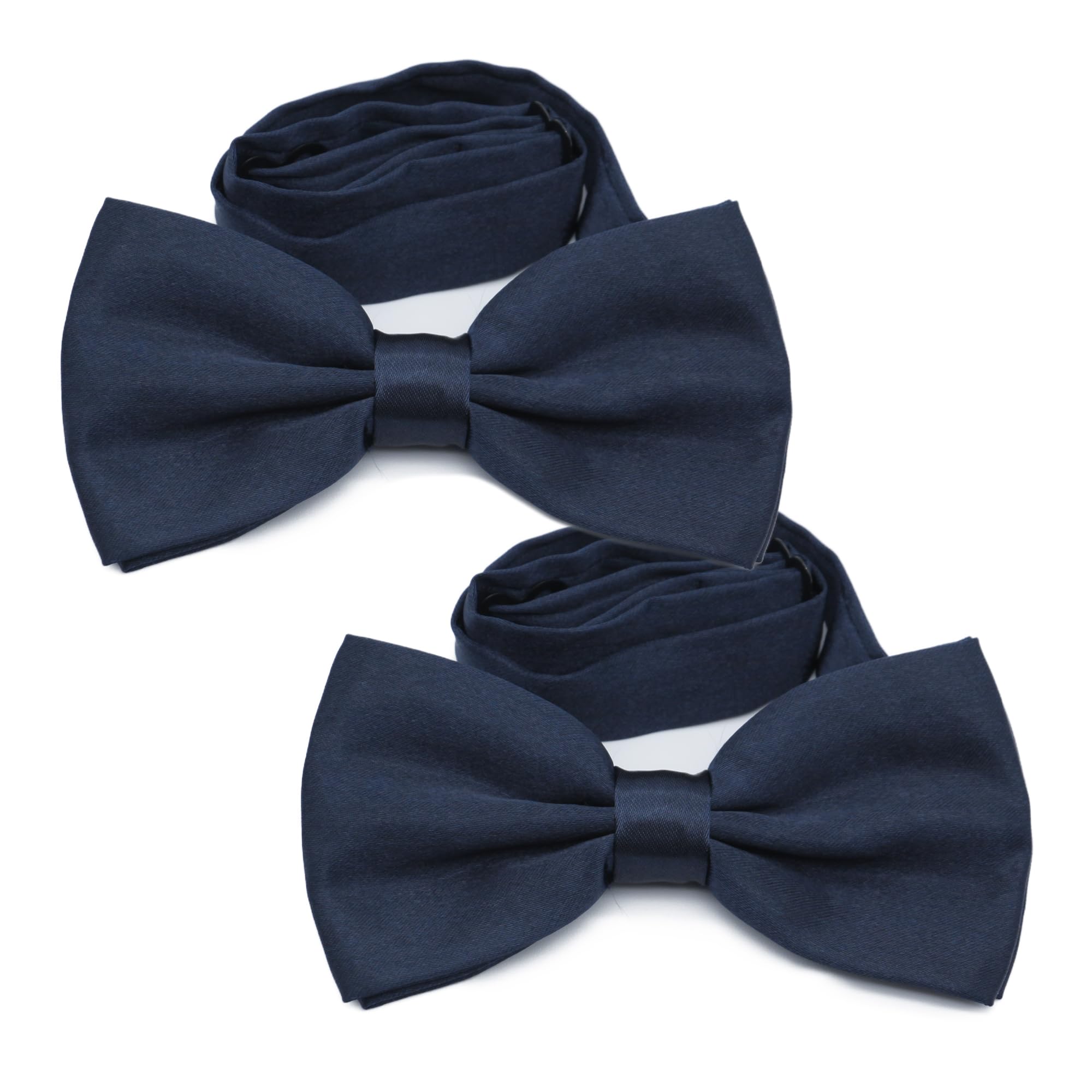 

[TrendMarche] Галстук-бабочка Легко надевать и снимать Одно касание [Темно-синий 1 Набор из 2 шт. Шелковистый блеск Простой] Регулируемая длина Галстук-бабочка Стильный Свадебный Ведущий