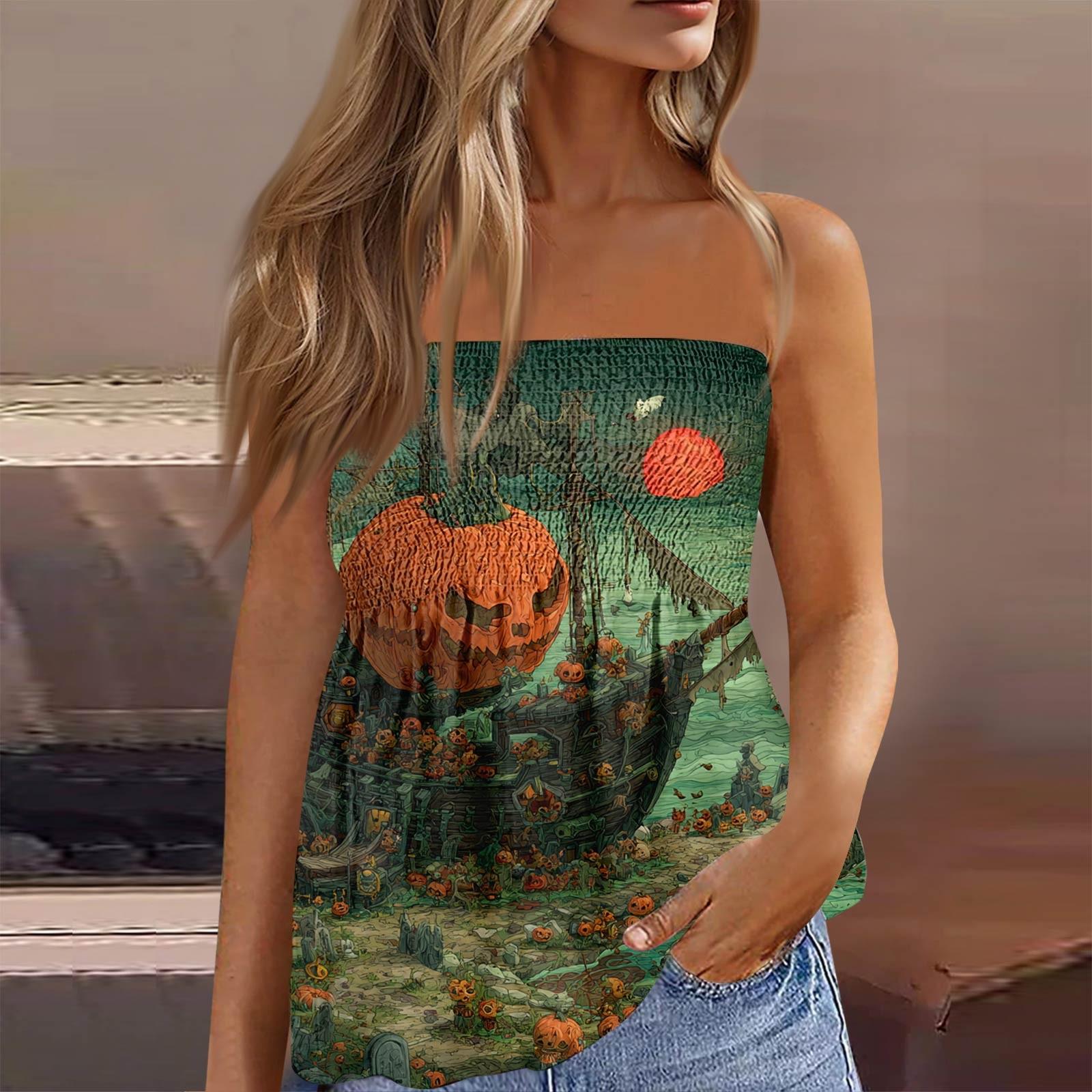 

Летние топы-трубы для женщин, милая сексуальная футболка без рукавов с принтом на открытых плечах XXL