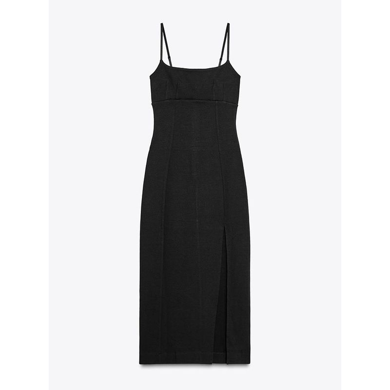 Za2025 Spring New Women's Clothing Elegant Double-Sided Cloth Straight Collar Sling Elegant Long Dress 3641317 805