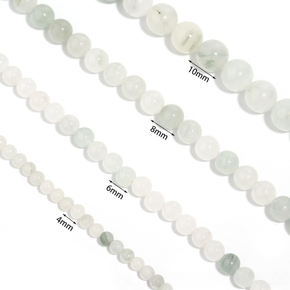 Tianshan Jades 15"Strand Round Natural Stone Beads 4/6/8/10/12mm Smooth Loose Spacer Beads for Jewelry Making DIY Bracelets Accessories