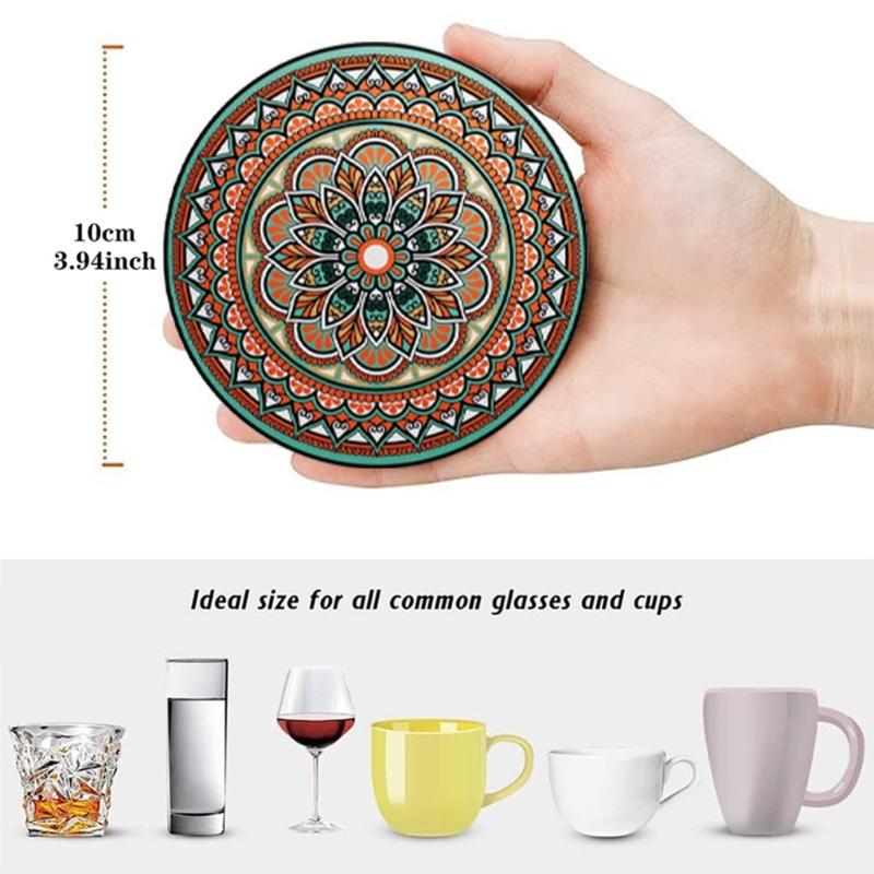 Round Cup Guard Set with Rack, 6 Piece Guard Set for Glasses and Cups, Styled Accent for Dining Tables and Coffee