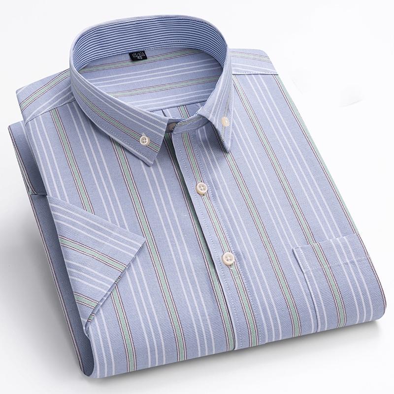 Camisa Oxford de Hombre 100% Algodón Manga Corta Nueva Alta Calidad Casual de Negocios Moda Hombre Tallas Grandes Formal S-7XL