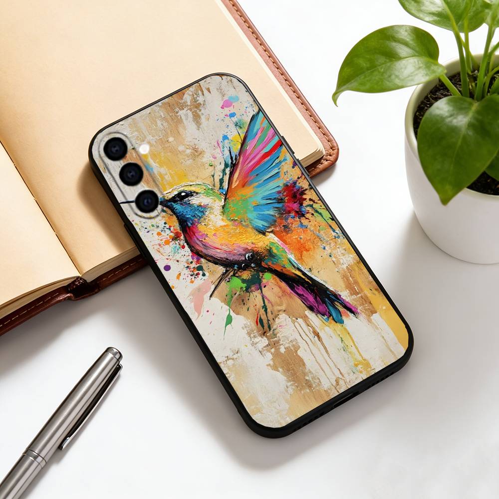 

Colorful Bird Hummingbird Phone Case For Samsung Galaxy A73,A72,A71,A70,A53,A52,A51,Soft Silicone Black Cover Samsung a32 4g