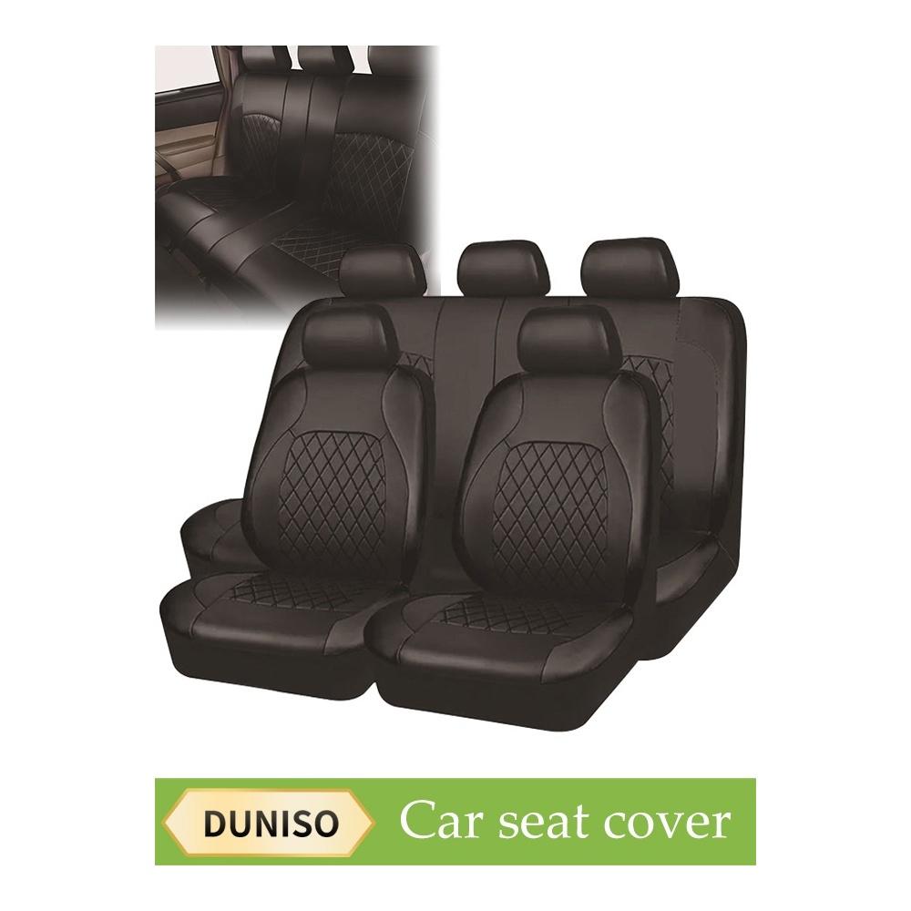 

Nine-Piece Set Of Five-Seat Car Seat Covers Black - Front And Rear Split Bench Seat Protection Single-Line Diamond Quilting Embroidery Bracket Leathe