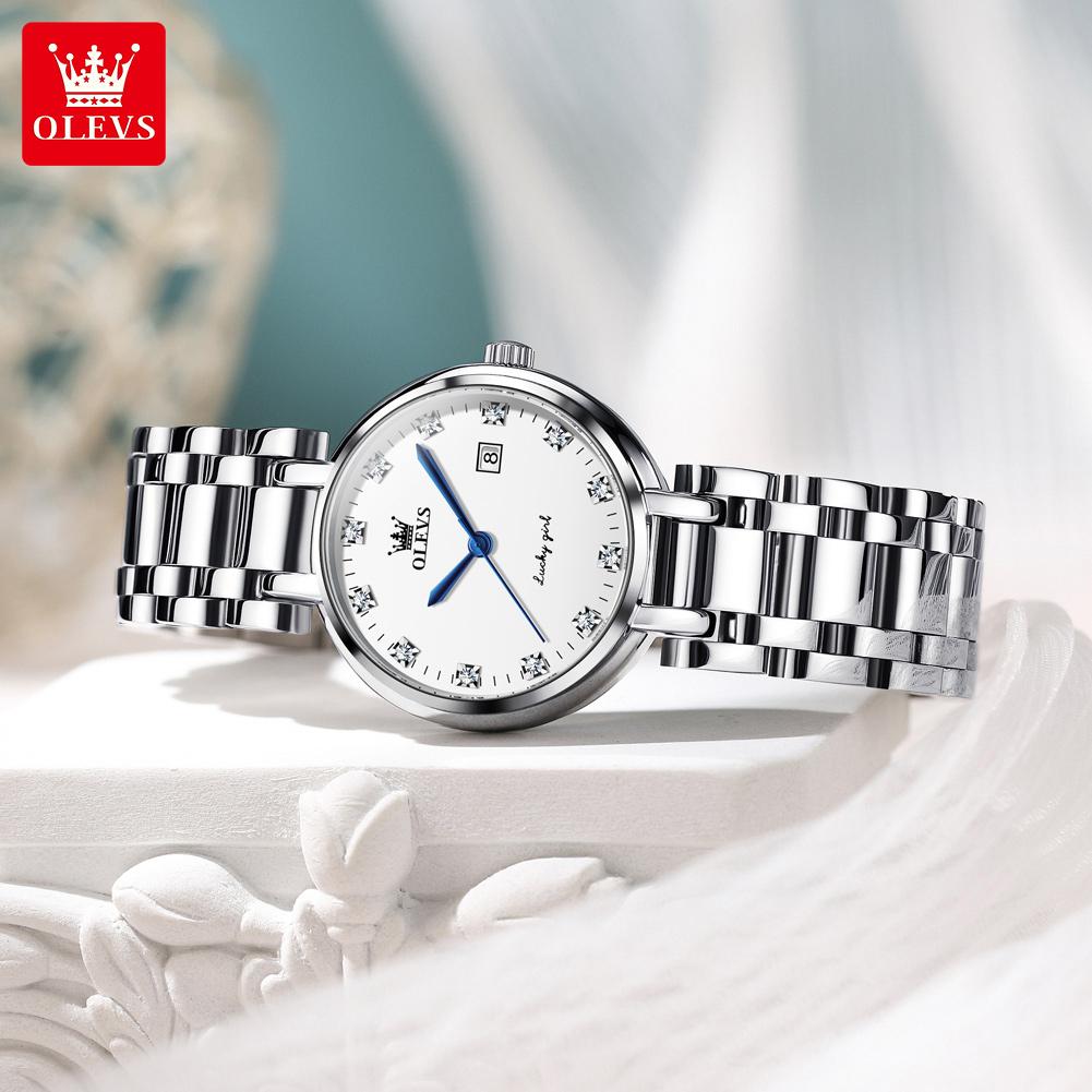 OLEVS Damenuhren Mode Leichter Luxus Original Armbanduhr Wasserdicht Leuchtend Quarz Damen Chronograph Datumsuhren