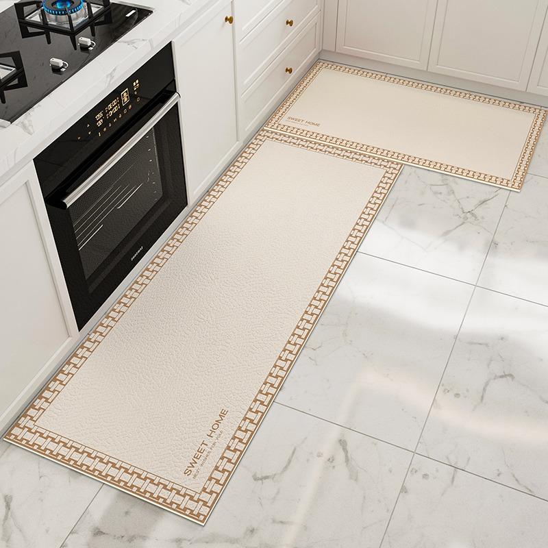 Kitchen Floor Mat Waterproof Kitchen Mat Oil-proof White Letter Texture Rug Home Decoration Kitchen Rugs Non-slip Kitchen Carpet