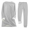 Women's Print Round Neck Warm Suit Long Sleeve Fleece Drawstring Sweatpants Two-Piece Set