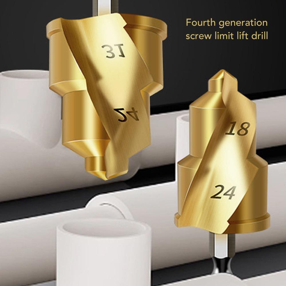 3pcs 1/4in Hex Shank Water Pipe Drill Bit Limit Rotating Flute Pipe Repair Tool Water Pipe Repair