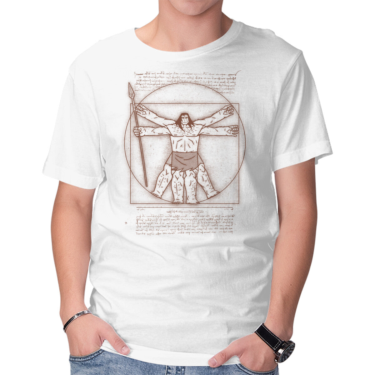 Unisex Crew Neck T-Shirt Vitruvian Primal Graphic Short Sleeve Casual Tee XXXL