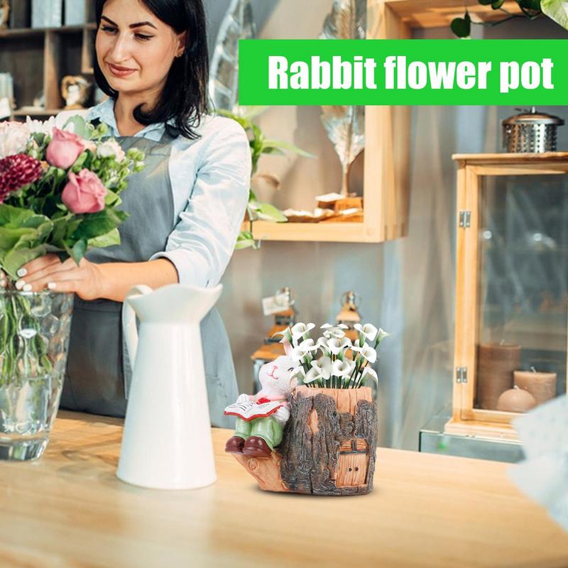 Multifunctional Creative Home Decoration Pen Holder/Flower Pot Cute Cartoon Rabbits Plant Pot Easter Decor Home Garden Decor