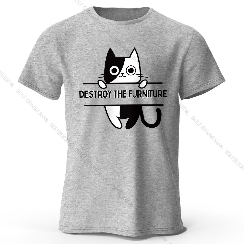 Destroy The Furniture Printed T-Shirt 100% Cotton Oversized Chaotic Graphic Tees for Men Women Summer Tops Anarchy Streetwear