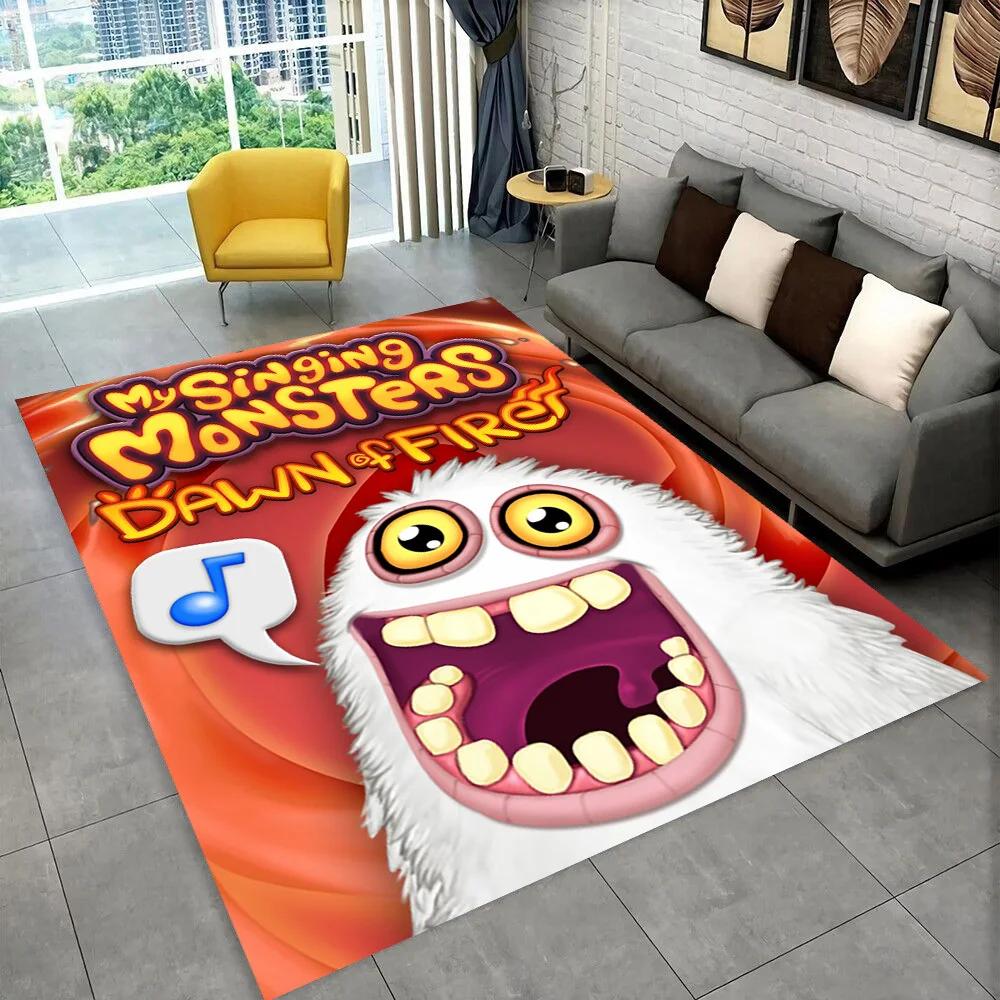 3D My Singing Monsters משחק וידאו שטיח אזור קריקטורה, שטיח לבית סלון חדר שינה ספה דקור שטיח לדלת, שטיח רצפה נגד החלקה לילד