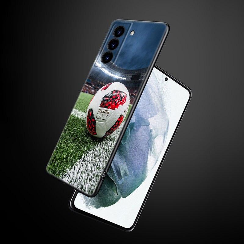 Football Field Phone Case For Samsung Galaxy S22 Pro S21 S20 Ultra FE S10 Lite 5G S10E S9 S8 Plus Soft TPU Black Cover