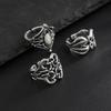 IngeSight.Z 3Pcs/Set Vintage Irregular Hollowout Pattern Open Ring Men Punk Geometric Adjustable Finger Ring Jewelry Accessories