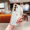 For Samsung Galaxy A54 5G Case Electroplating Love Heart TPU Phone Cover Wristband Ring Holder