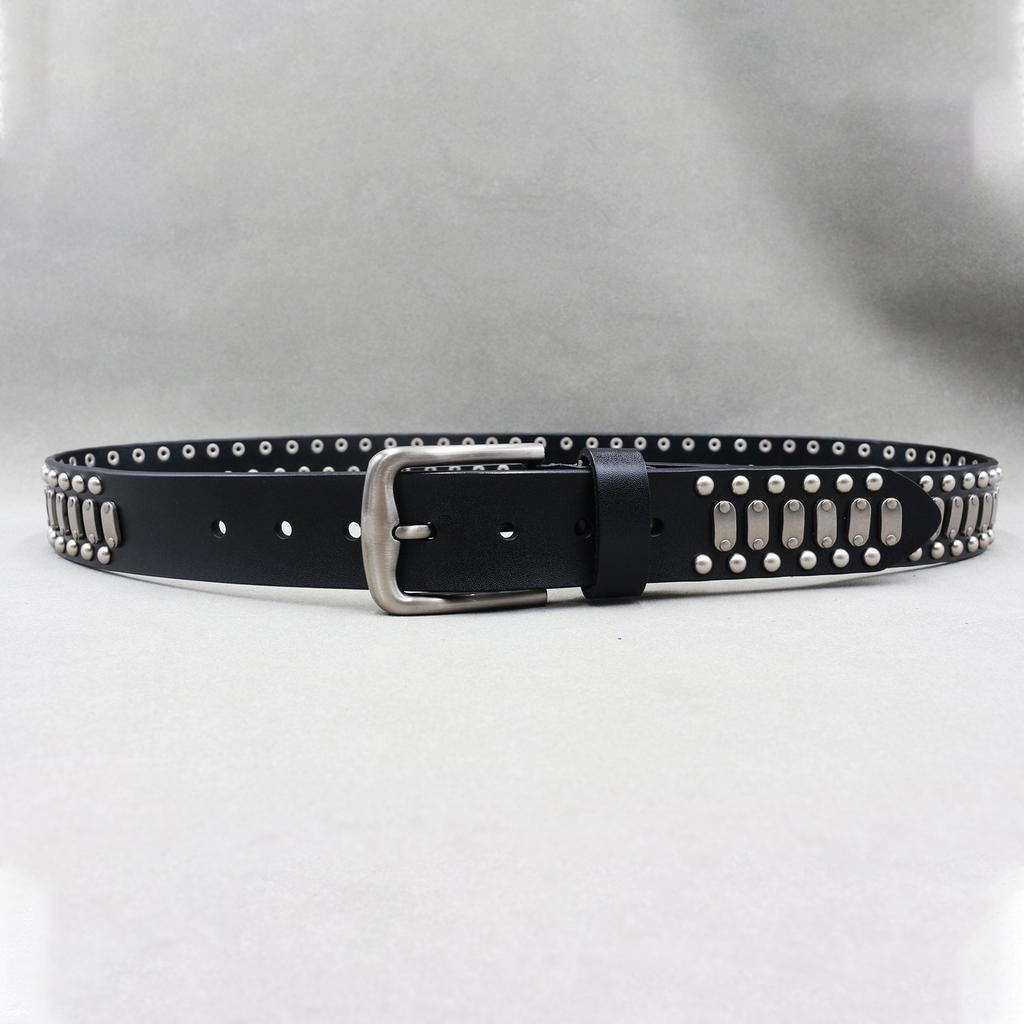 Punk Neutral Rivets for Men and Women Belts for Trendy Personality Knight Leather Belt American Light Luxury Decorative Belt