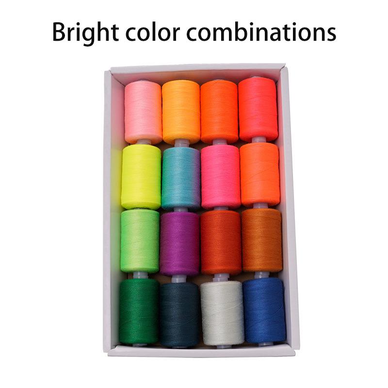 

16 цветов, комбинированная нить для ручного шитья, цвет 1000 ярдов, нитки для швейной машины, набор ниток DIY 402 из полиэстера