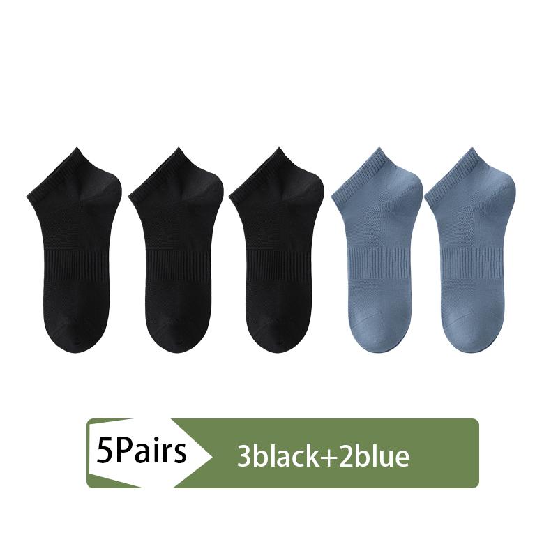 New 5Pairs Men Combed Cotton Socks Mesh Short Breathable Odor Proof and Antibacterial Business Spring Summer for Male Socks Size EU38-45
