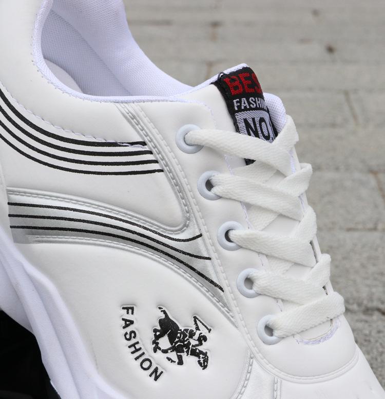 Men's Lightweight White Leather Waterproof Non-Slip Casual Work Sneakers for Autumn