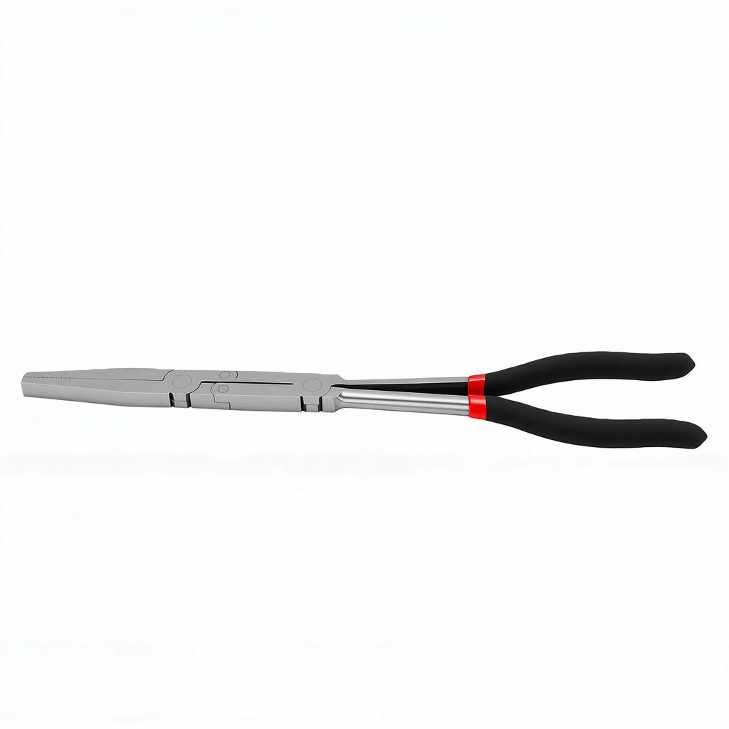 Double Joint Pliers 13 Inch Extended Strong Grip Dual Pivot Flat Nose Pliers with Serrated Jaws for Narrow Space