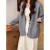 Vintage twist knitted cardigan women's autumn and winter casual lazy style loose versatile pocket sweater knitted jacket