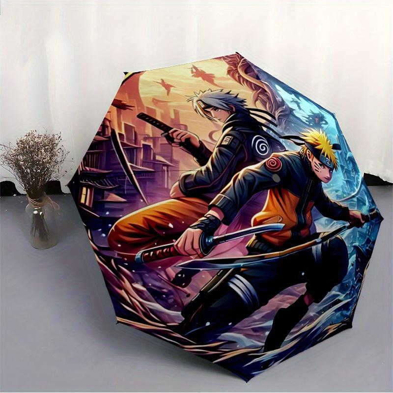 Naruto Kakashi Automatic Folding Umbrella, Self-Opening/ Closing, Durable Windproof Travel Umbrella for Outdoor Adventures a0826006