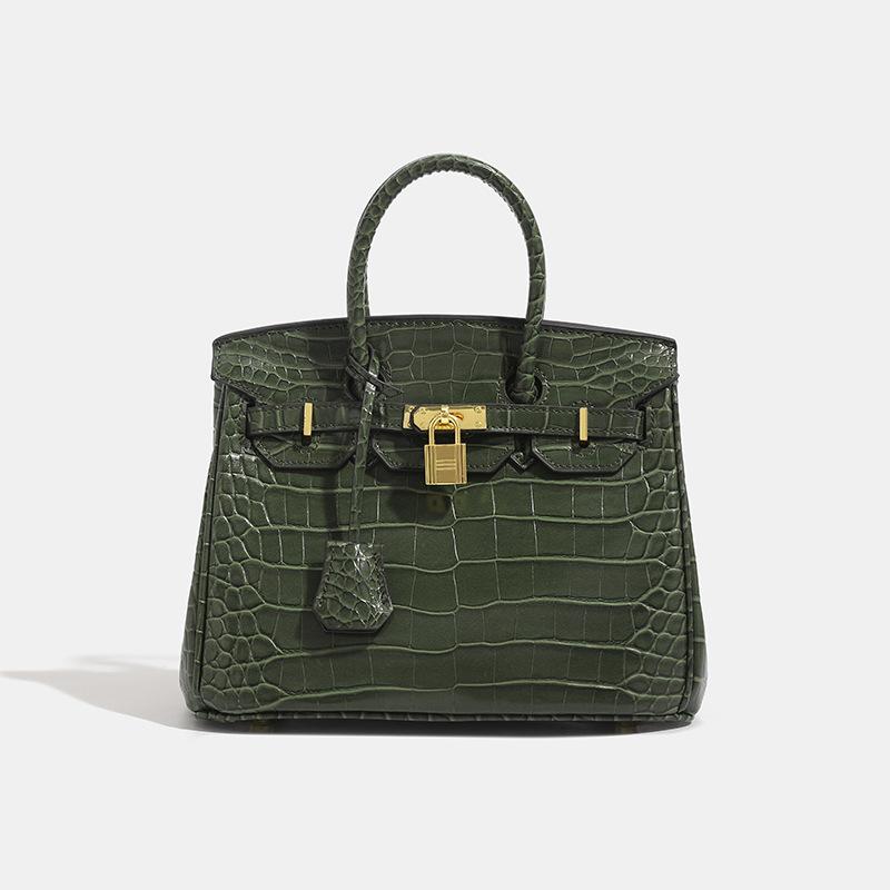 Crocodile Pattern Platinum Bag New Women's Large-capacity Commuter Handbag Shoulder Bag Messenger Bag