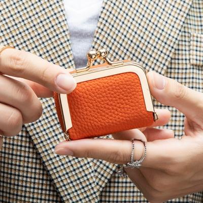 PU Leather Leather Jewelry Bag Solid Color Small Item Bag Kiss Lock Coin Purse  Jewelry Storage