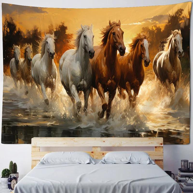 VIKAMA Mandala Tapestry 3D Horse Visual Illusion Large Geometric Wall Hanging Bohemian Hippie Home Art Decor for Bedroom