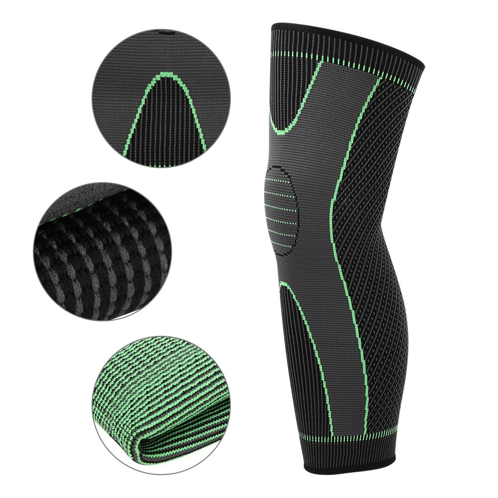 1PCS Black Green Knitting Warm Lengthen Elastic Sports Knee Pad Guard Leg Sleeve KneepadL